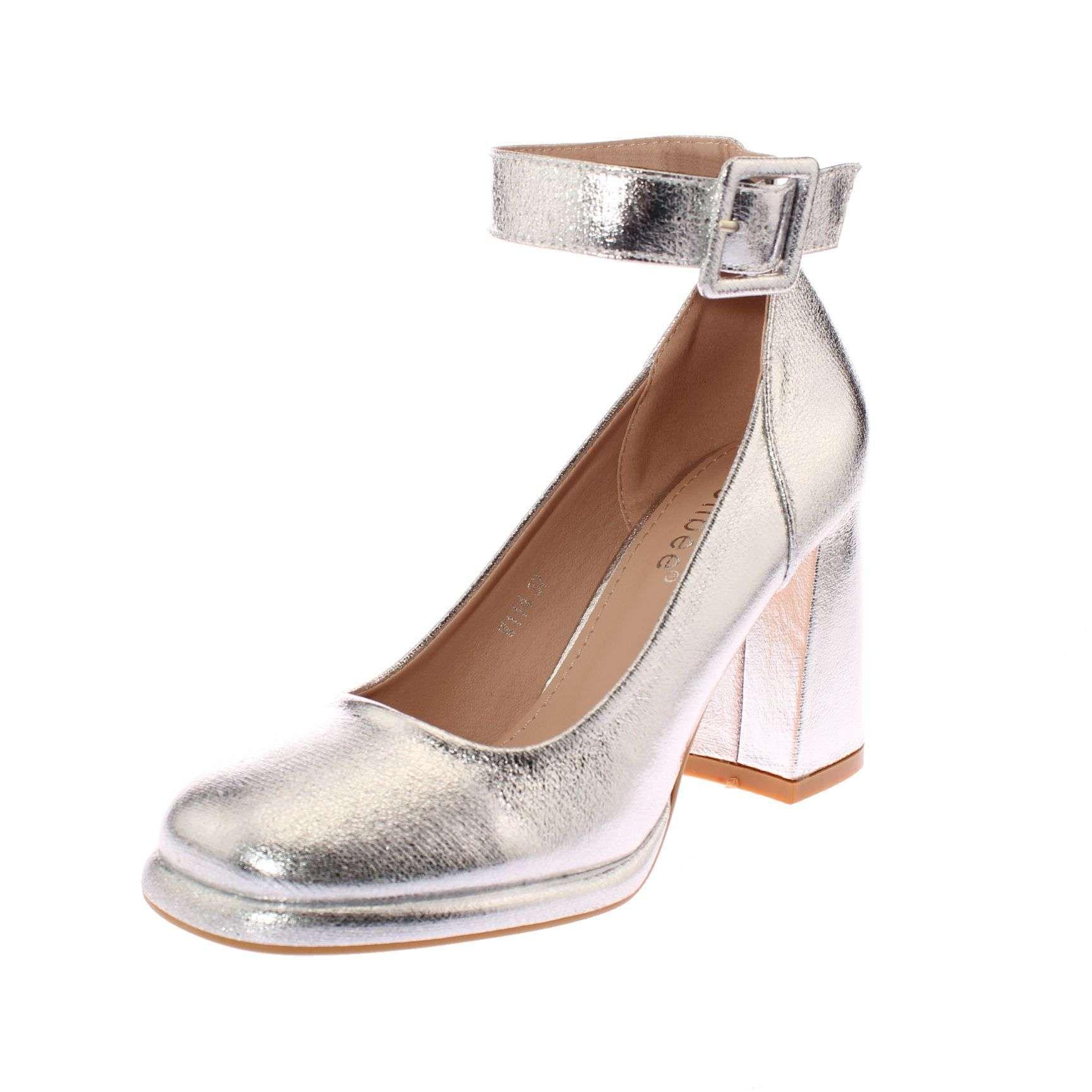 Zapato Tacón Plateado Vía Franca Mujer Art: 5W114SILVER-0