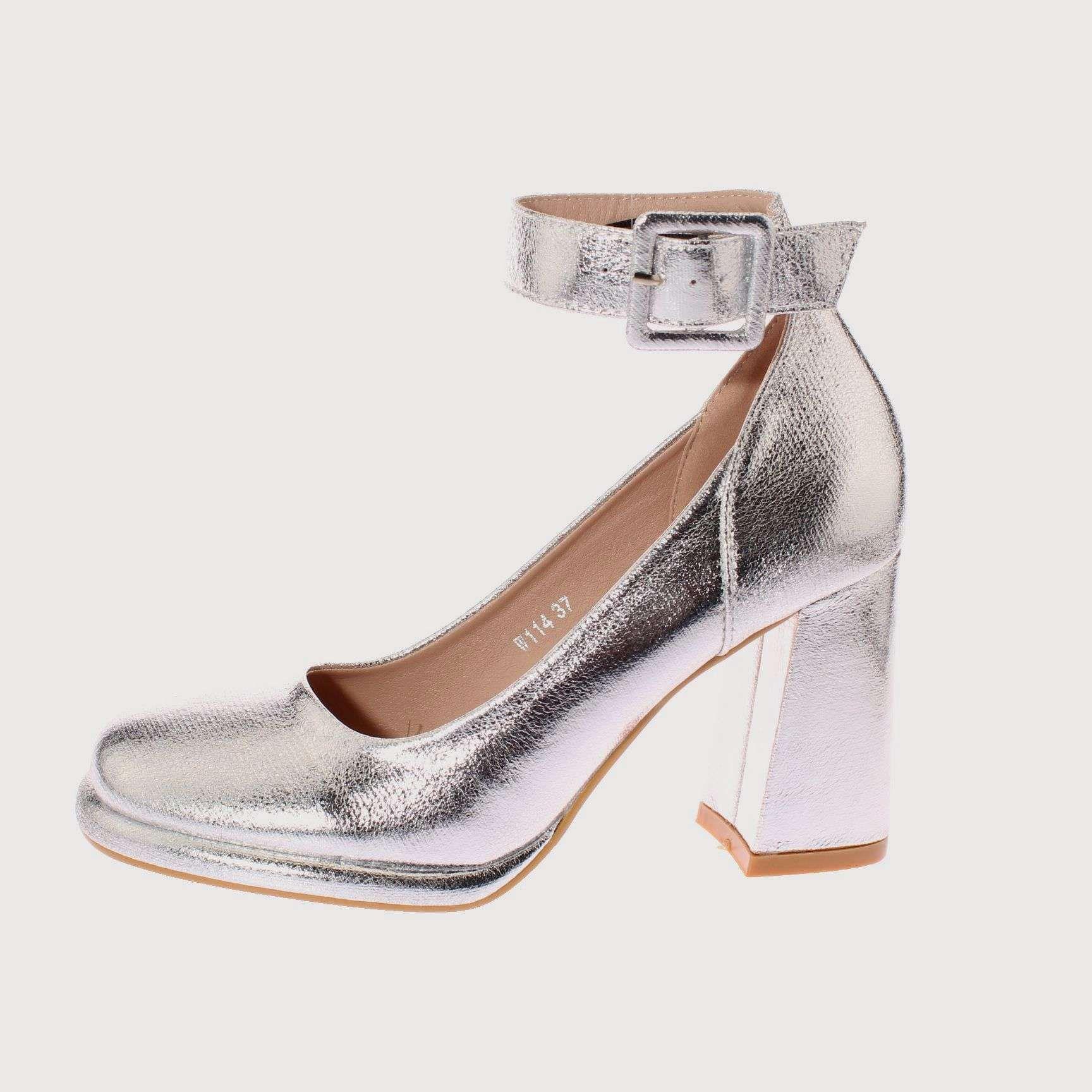 Zapato Tacón Plateado Vía Franca Mujer Art: 5W114SILVER-1