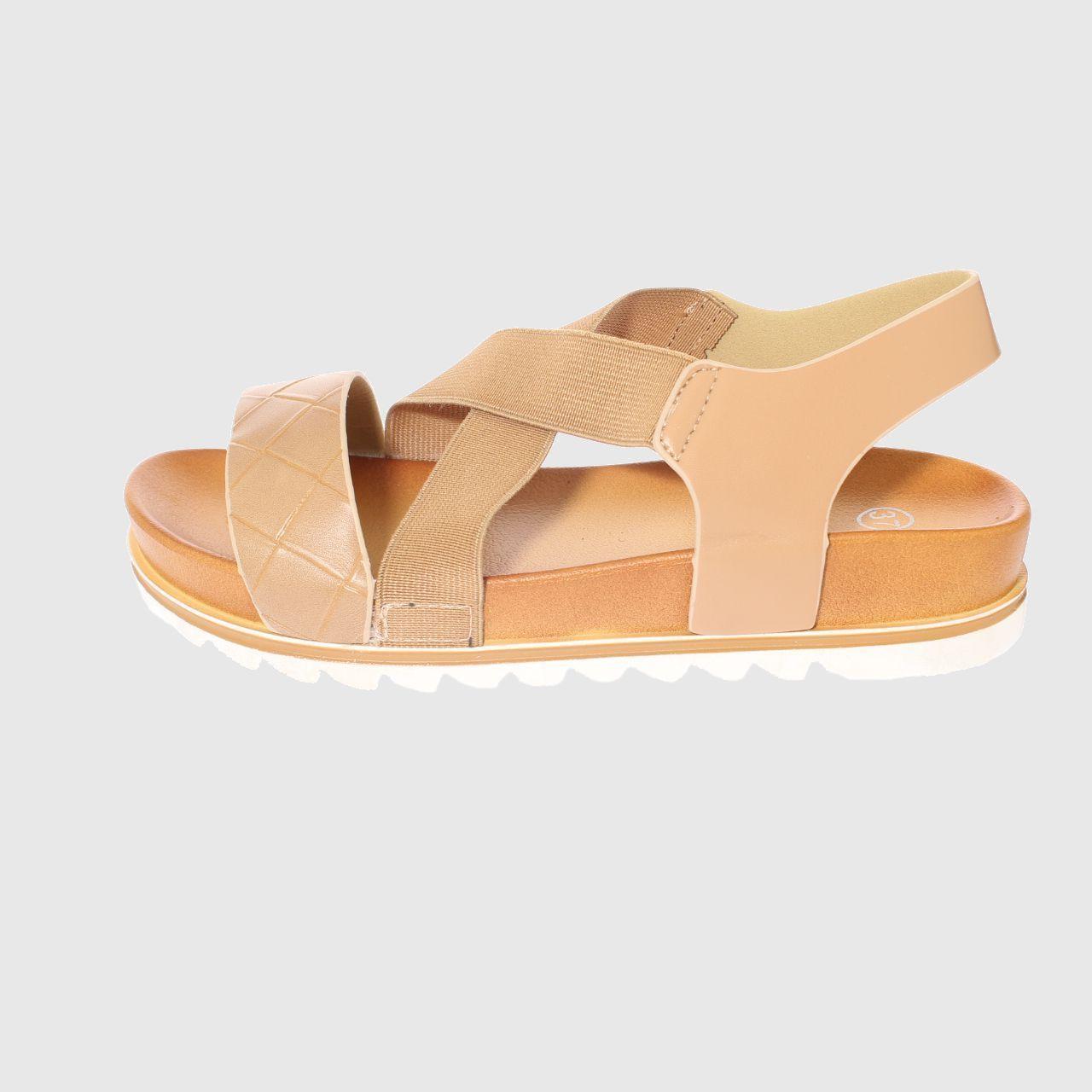Sandalia plataforma Beige Vía Franca Mujer-1