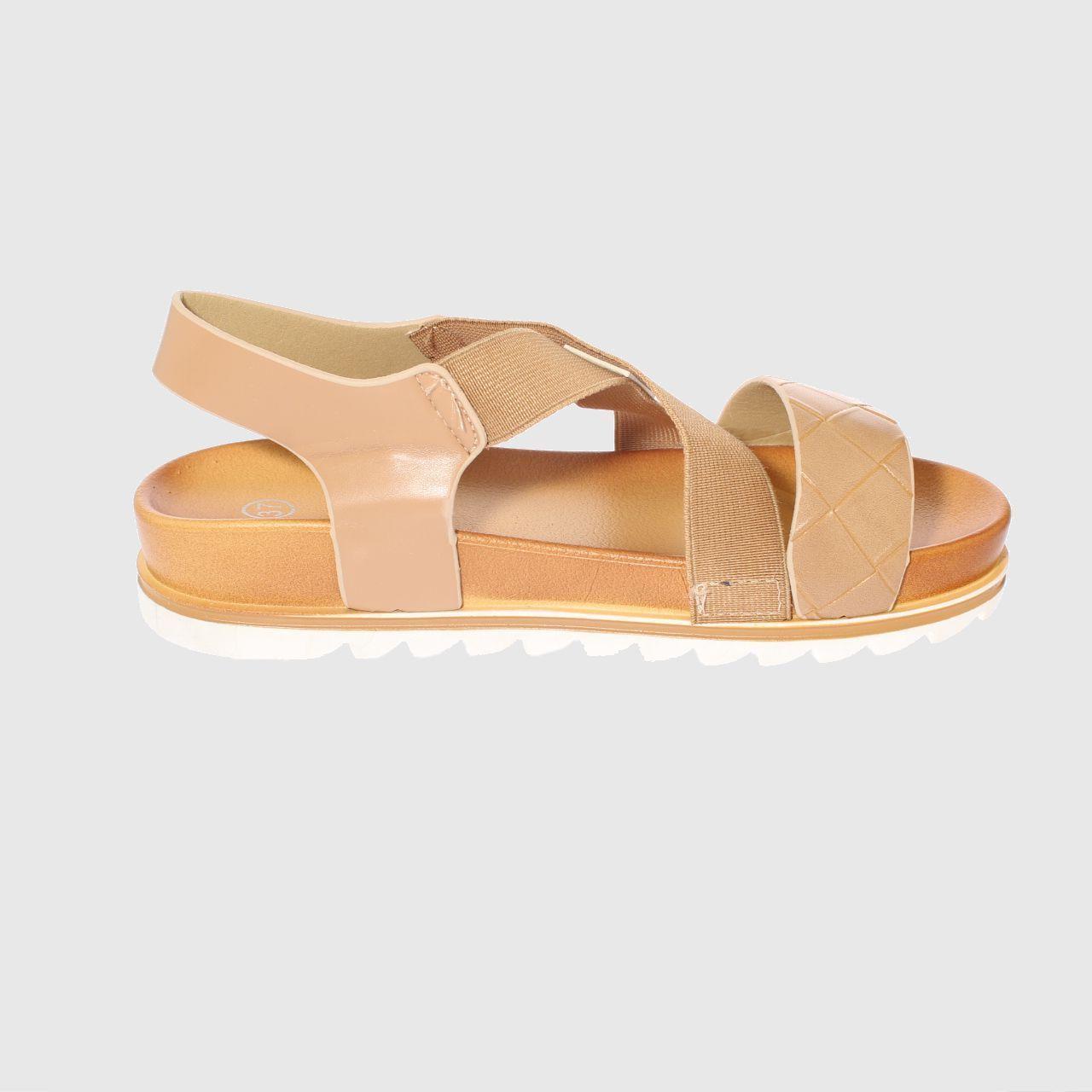 Sandalia plataforma Beige Vía Franca Mujer-3