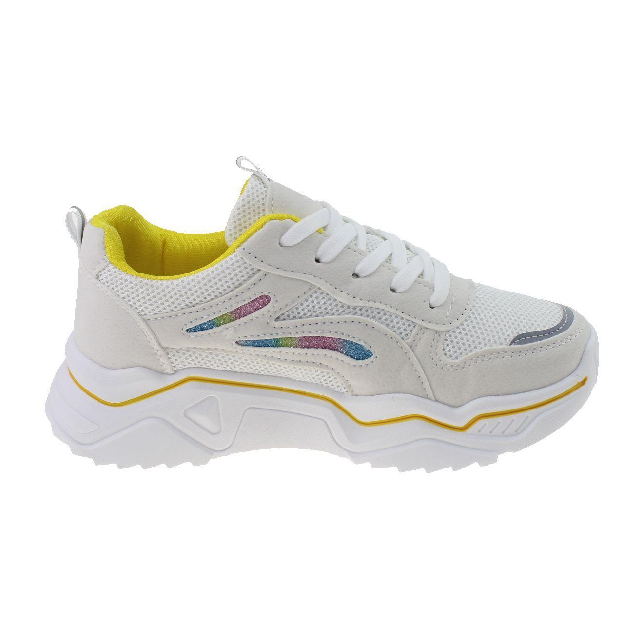 Zapatilla Blanco/Amarillo Vía Franca Mujer-2