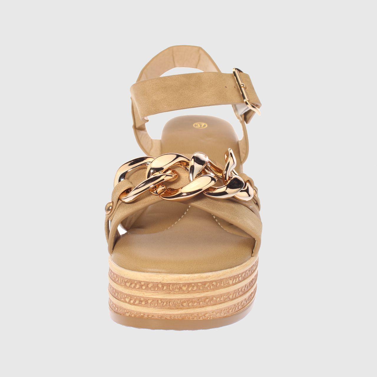 Sandalia Plataforma Khaki Vía franca Mujer-2