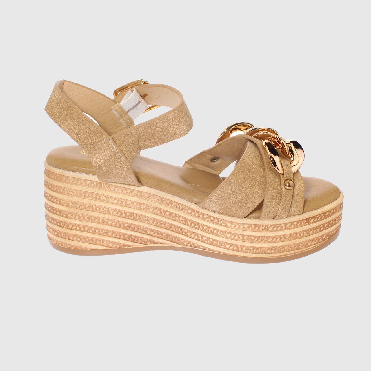 Sandalia Plataforma Khaki Vía franca Mujer-3
