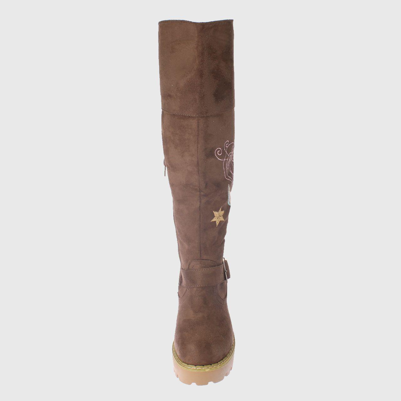 Bota bordada Taupe Vía franca Niña-1