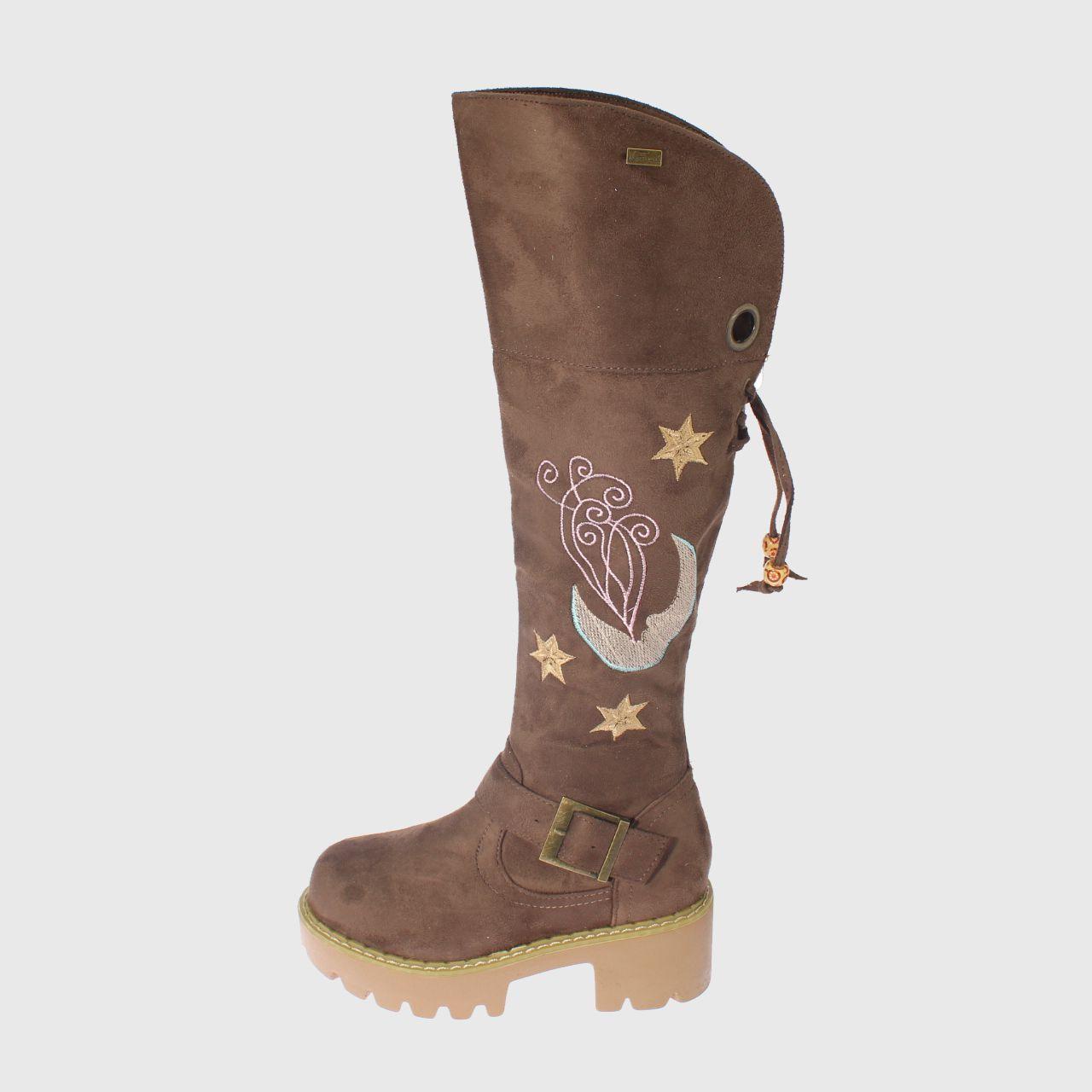 Bota bordada Taupe Vía franca Niña-2