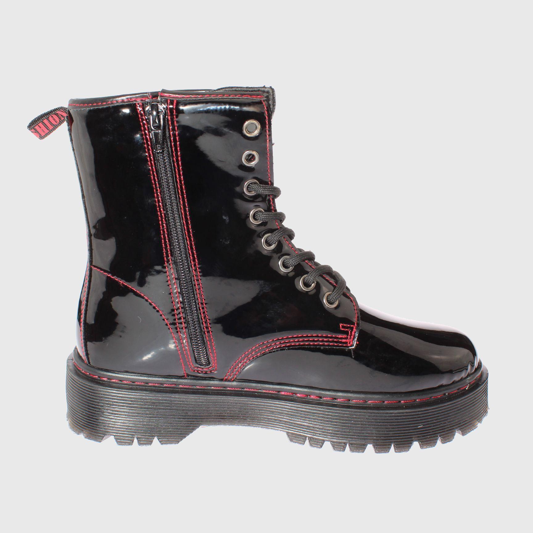 Botin Negro/Rojo Vía Franca Mujer-3