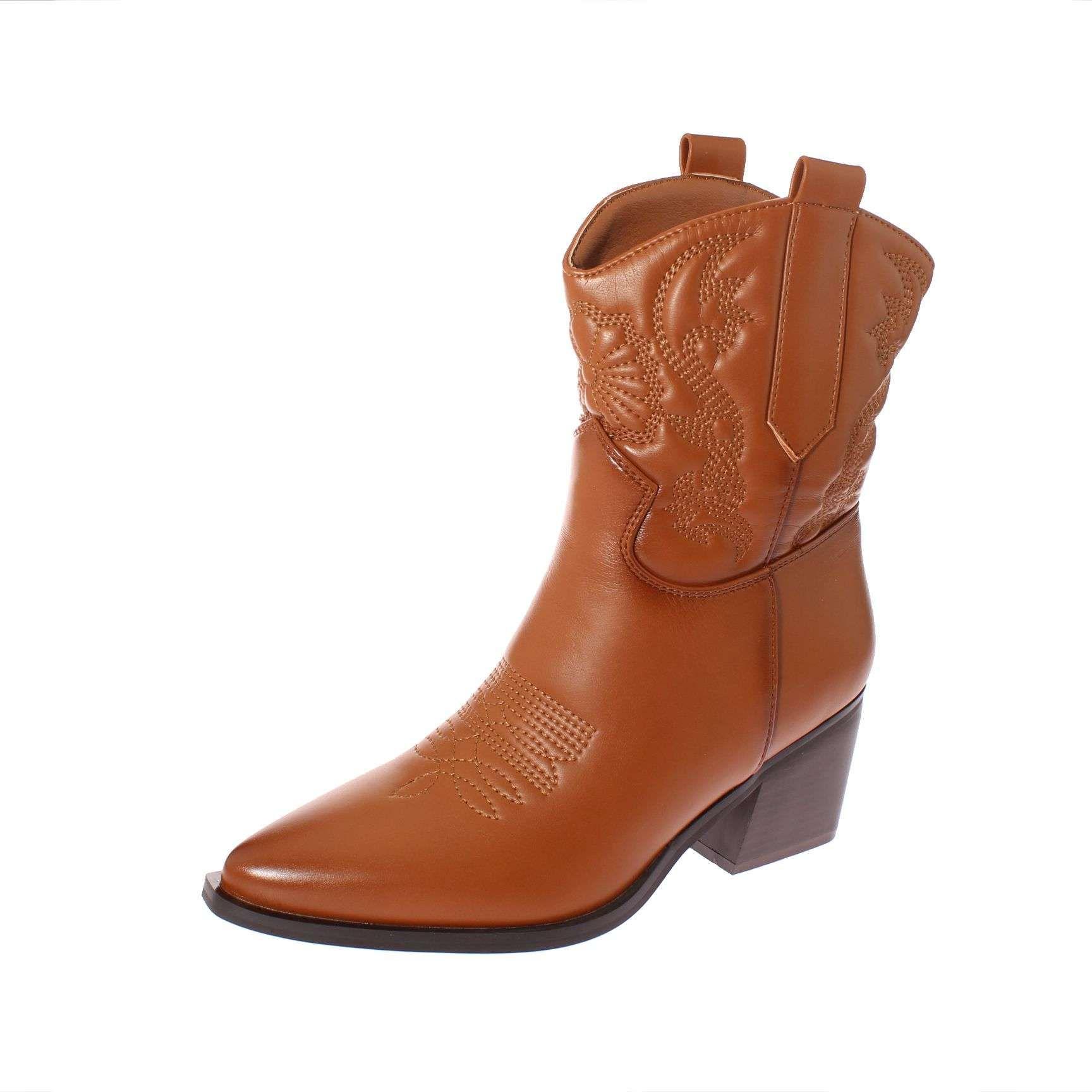 Bota Vaquera Café Claro Vía Franca Mujer Art: 5CC248CAMEL-0