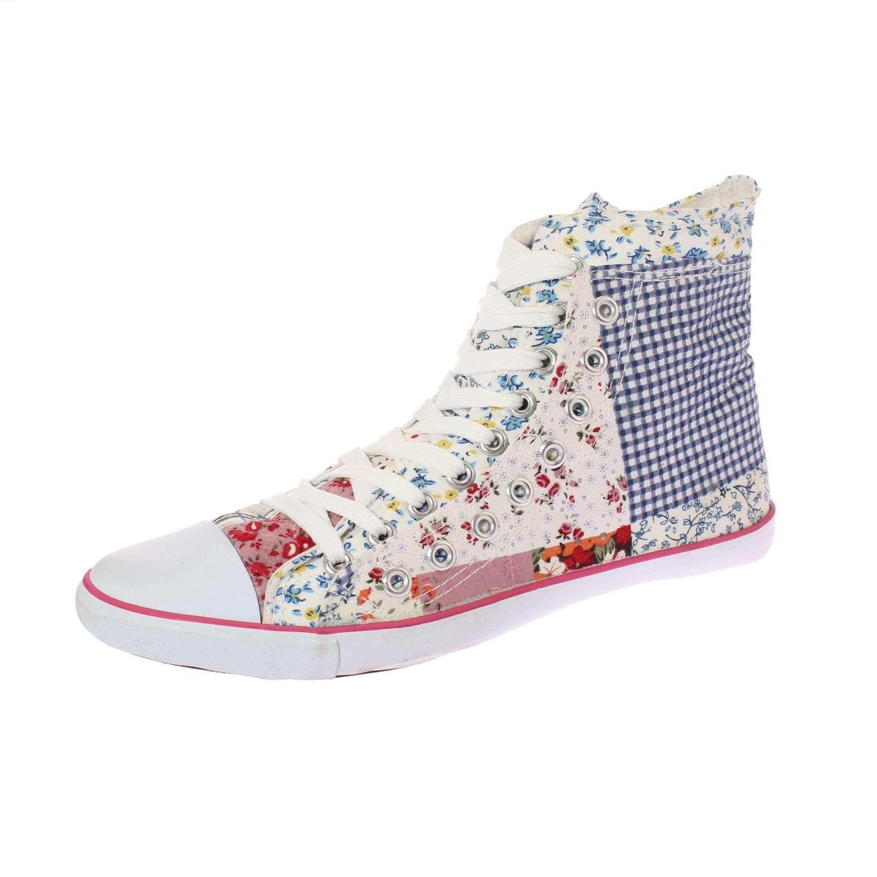 Zapatilla Lona Celeste Vía Franca Mujer Art: 5DSCO1076CBLANCO-0