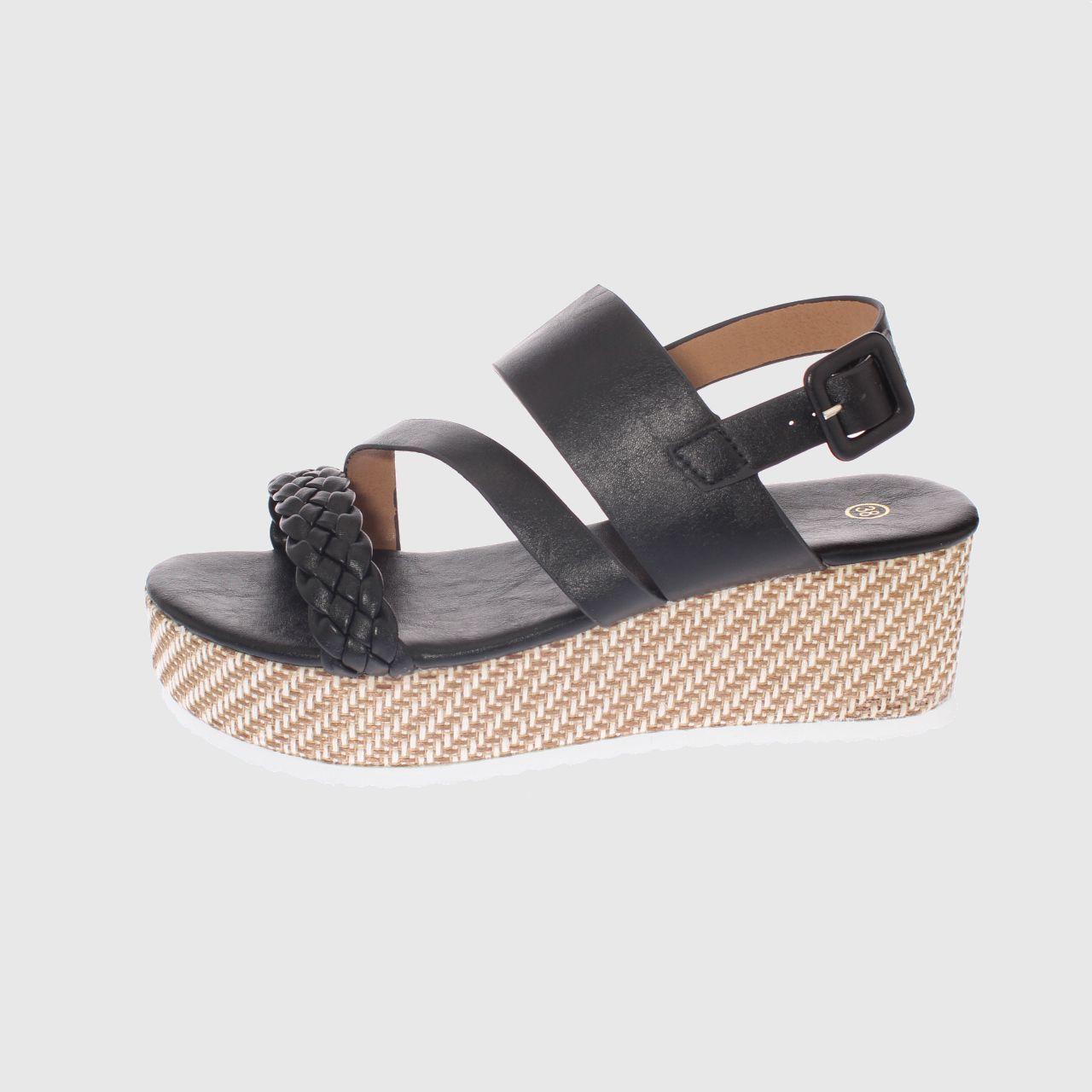 Sandalia Plataforma Negro Vía franca Mujer-1