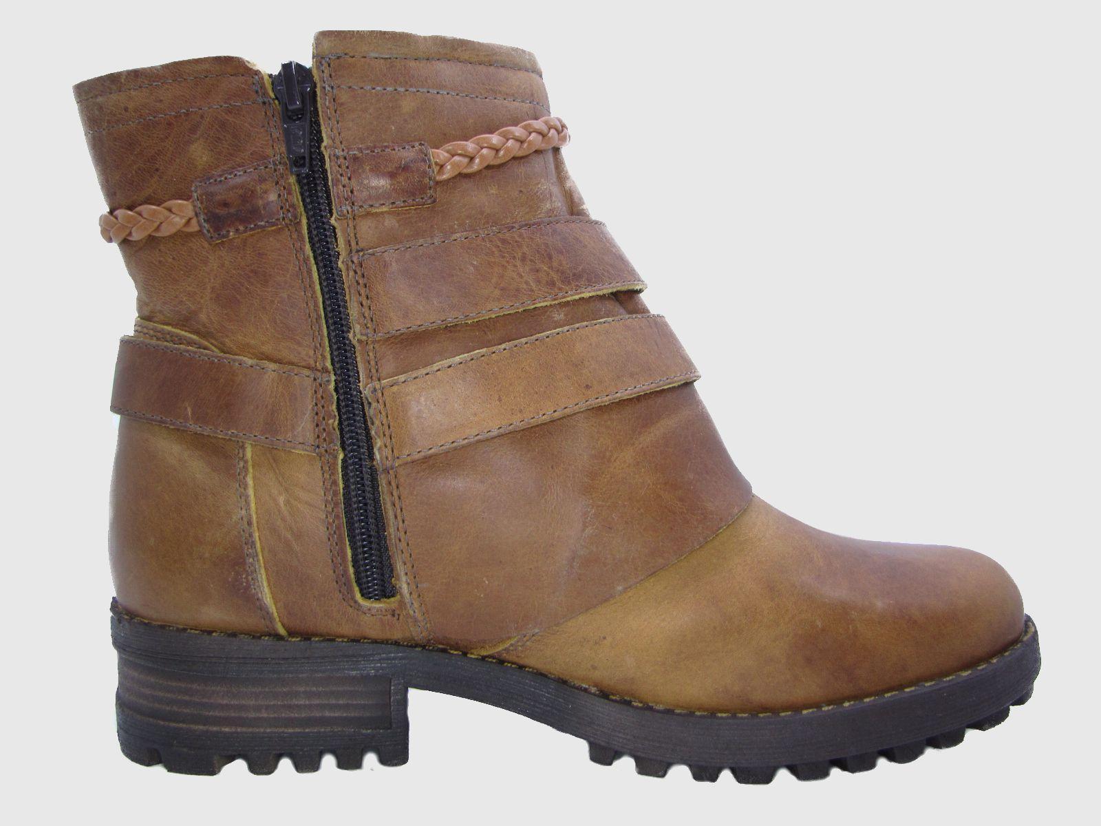 Botin Cuero Mostaza Vía Franca Mujer-1