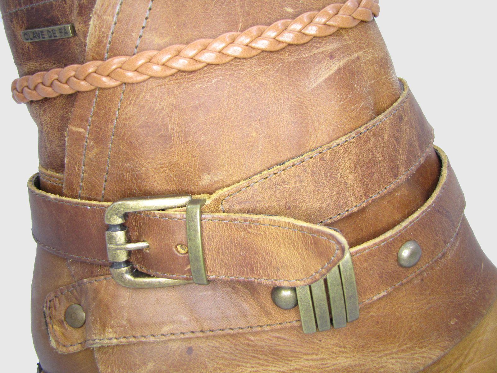Botin Cuero Mostaza Vía Franca Mujer-3