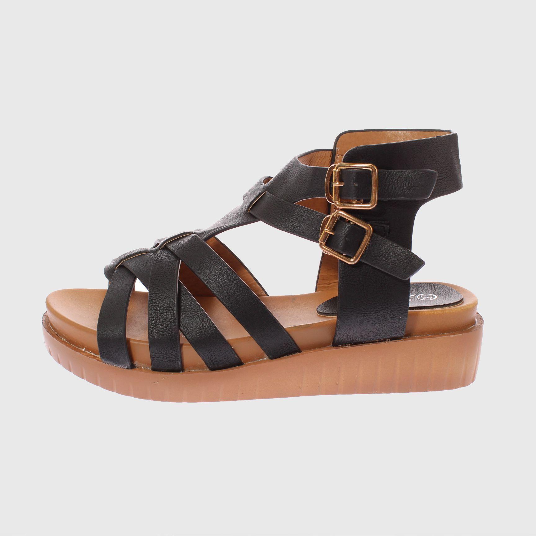 Sandalia Negro Vía Franca Mujer-1