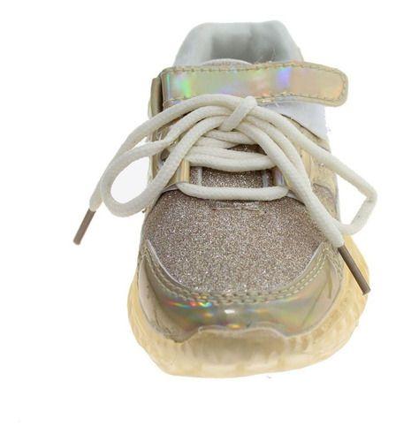 Zapatilla Con Luces Dorado Vía Franca Niña-7
