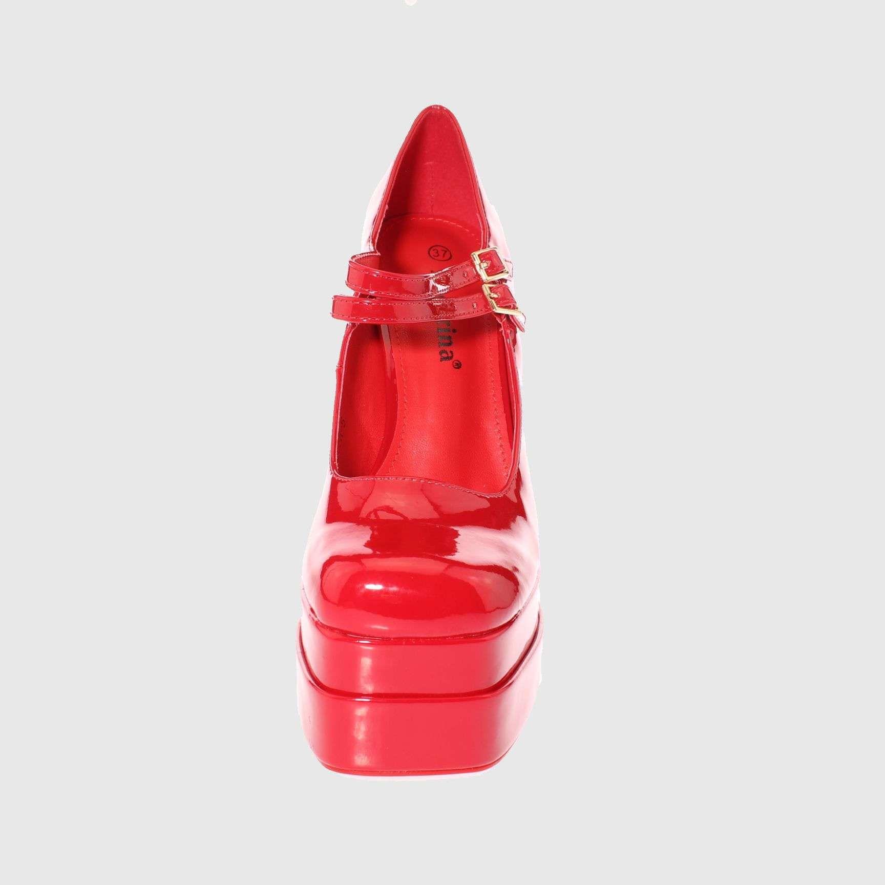 Zapato terraplen Rojo Vía Franca Mujer-2