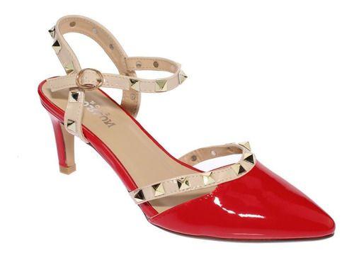 Zapato Tachas Rojo Vía Franca Mujer-8