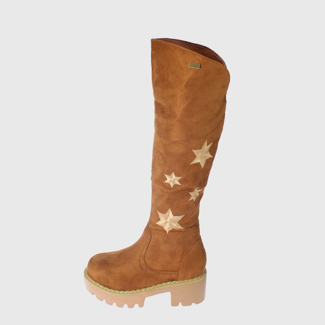 Bota Bordada Para Niña Color Marrón-1