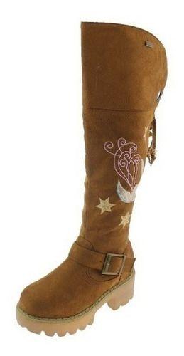 Bota Bordada Para Niña Color Marrón-6