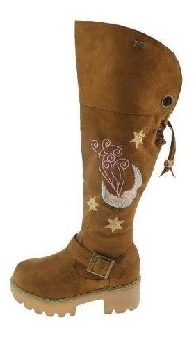 Bota Bordada Para Niña Color Marrón-7