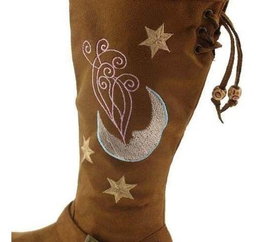 Bota Bordada Para Niña Color Marrón-9