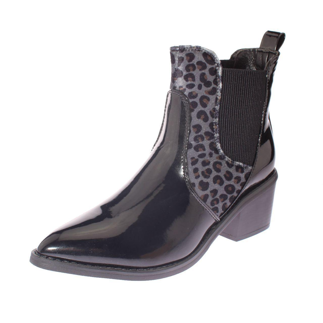 Botín Animal Print Negro Vía Franca Mujer-0