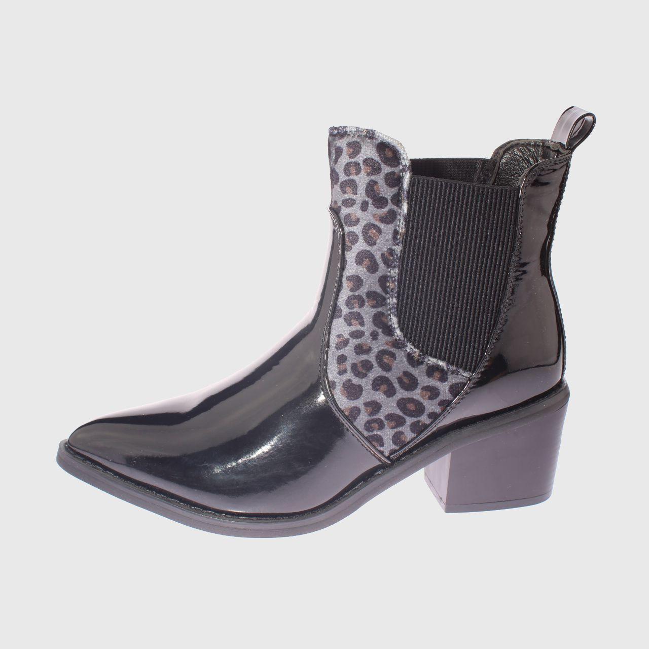 Botín Animal Print Negro Vía Franca Mujer-1