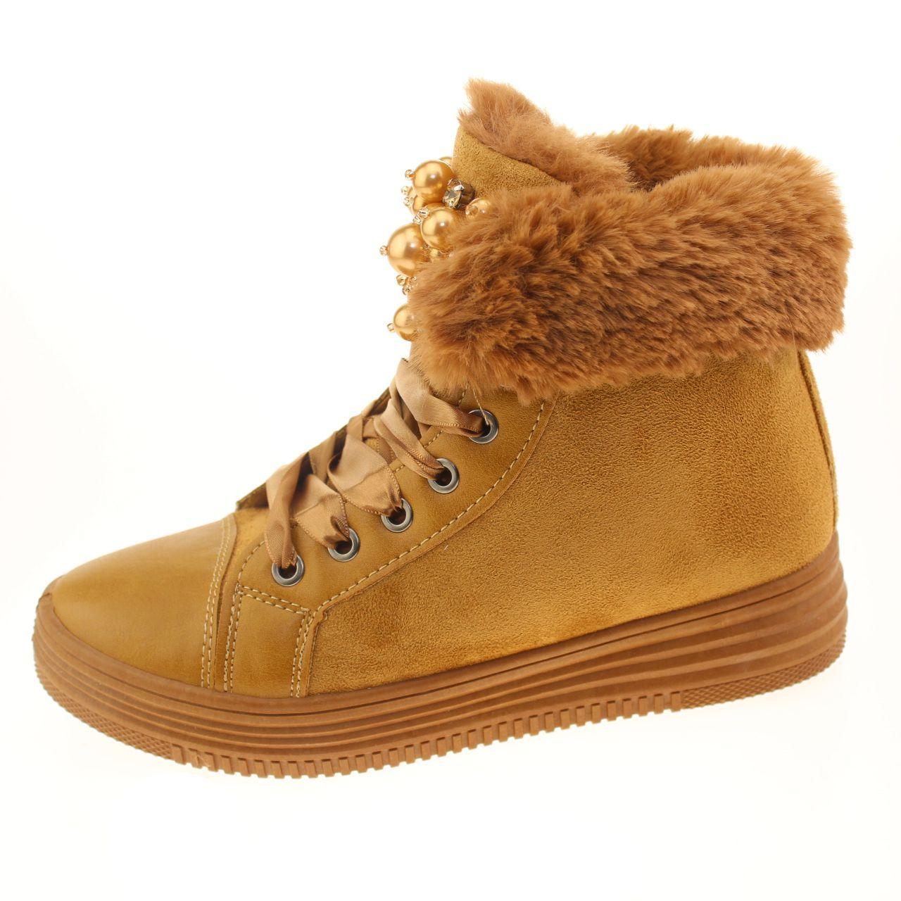 Botín Perlas Camel Vía Franca Mujer-1
