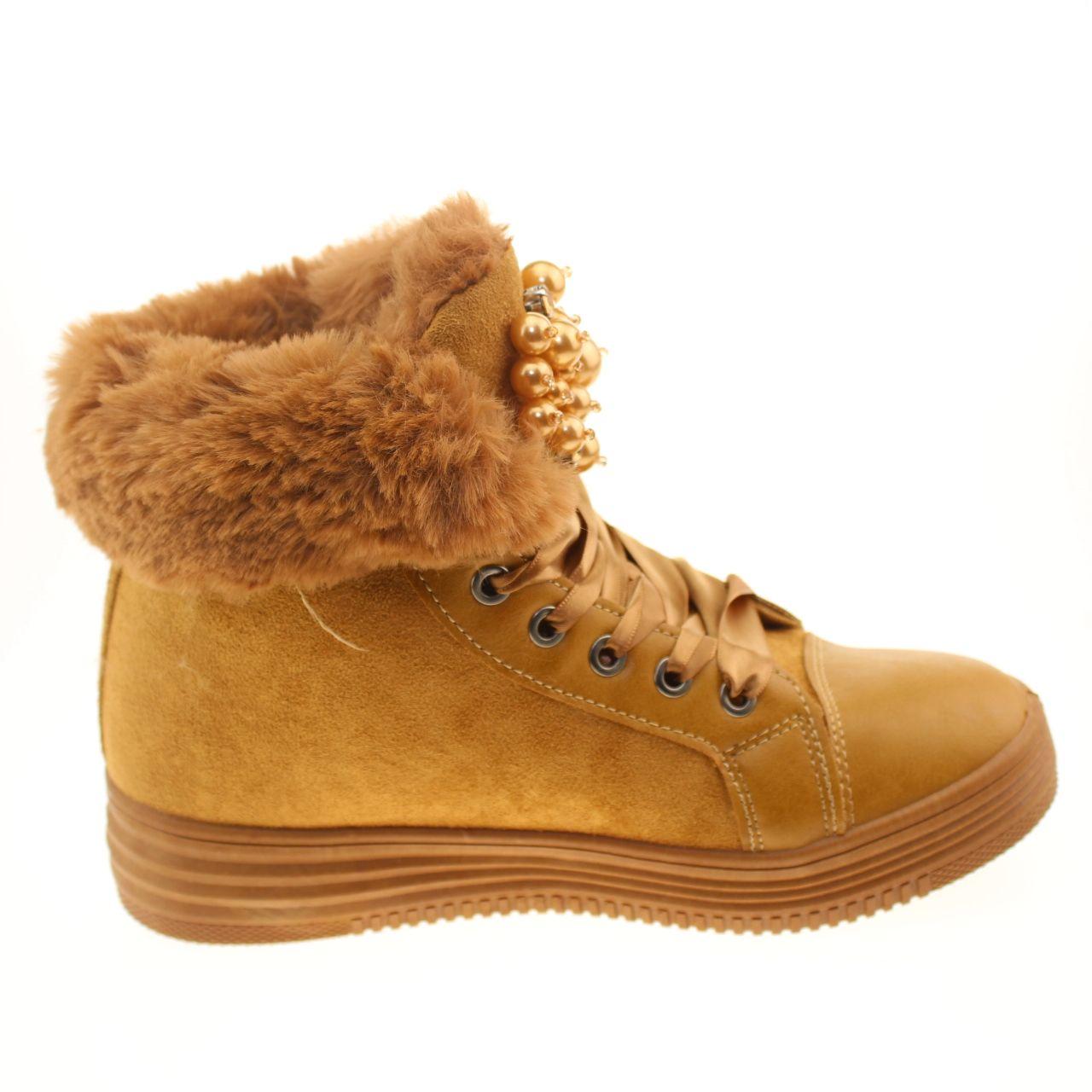 Botín Perlas Camel Vía Franca Mujer-3