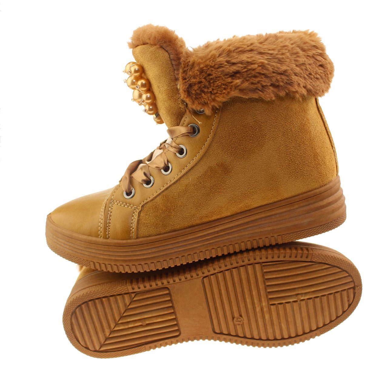 Botín Perlas Camel Vía Franca Mujer-4