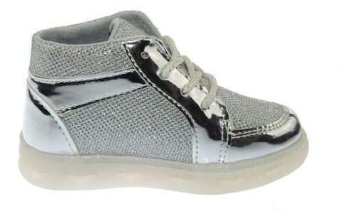 Zapatilla Con Luces Para Niño Color Plateado-2