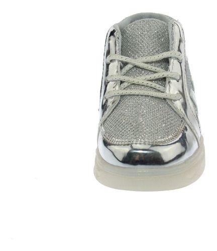 Zapatilla Con Luces Para Niño Color Plateado-1
