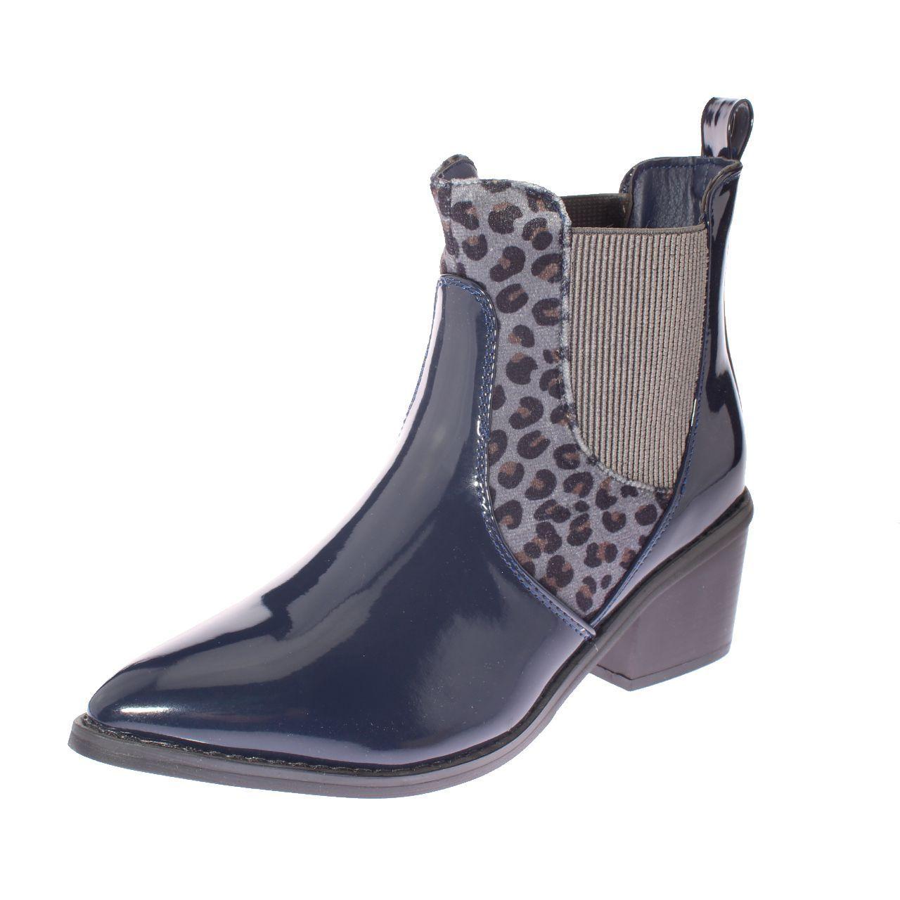 Botín Animal Print Navy Vía Franca Mujer-0