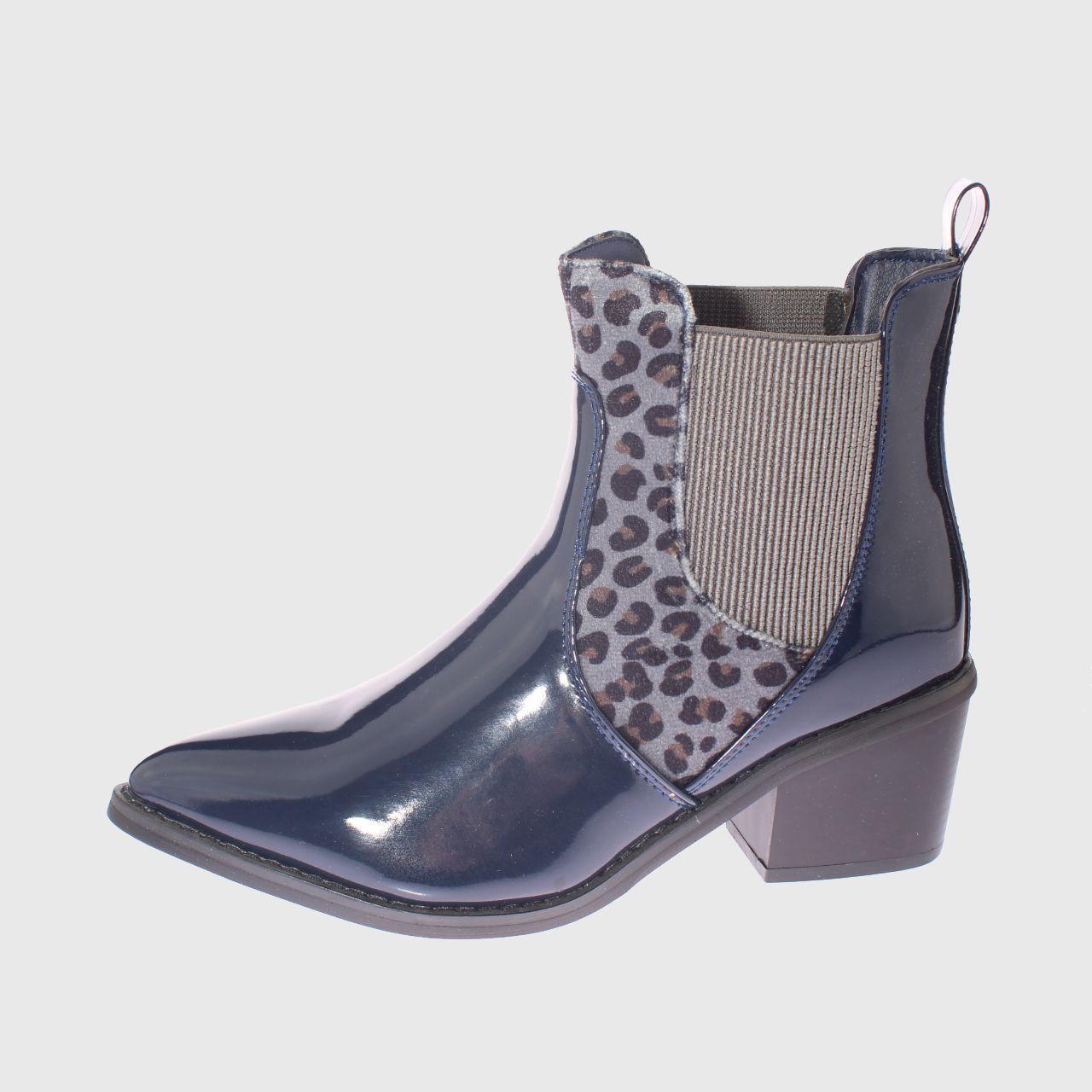 Botín Animal Print Navy Vía Franca Mujer-1