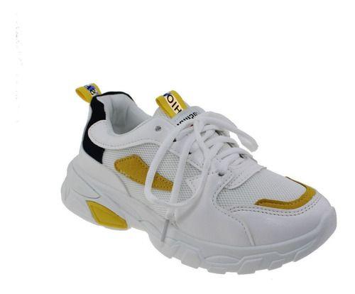 Zapatilla Blanco/Amarillo Vía Franca Mujer-5