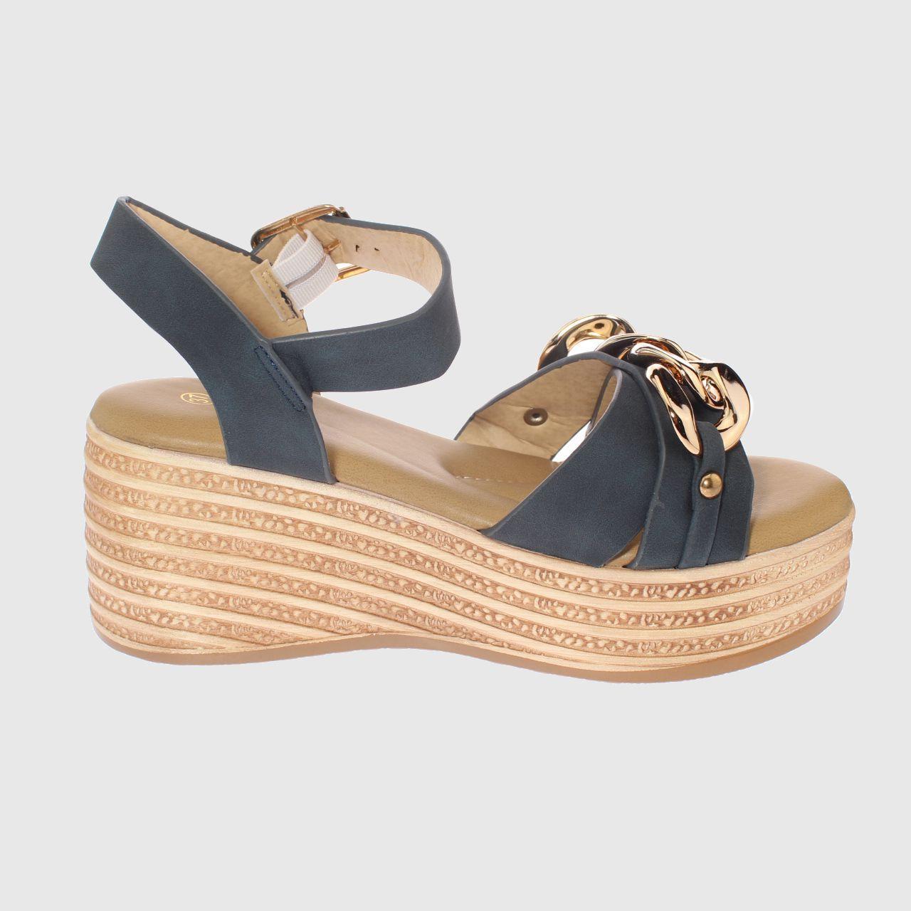 Sandalia Plataforma Navy Vía franca Mujer-3