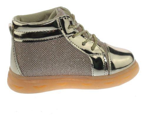Zapatilla Con Luces Para Niño Color Dorado-3