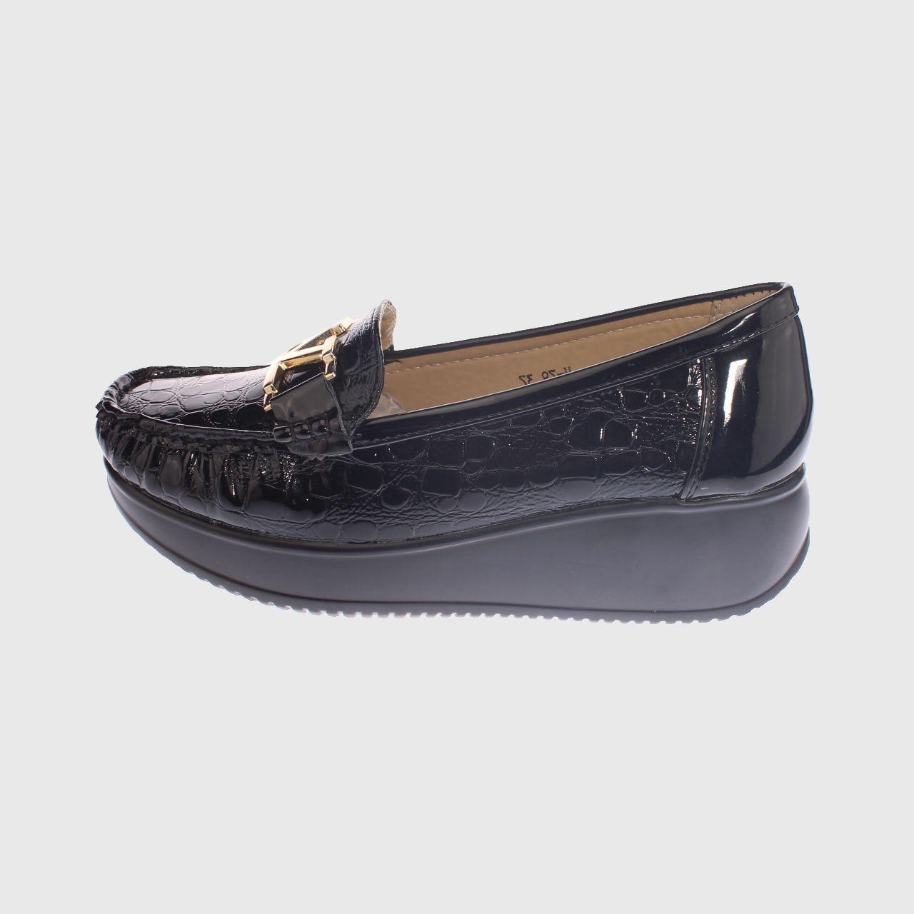Mocasín Platafoma Negro Vía Franca Mujer-1