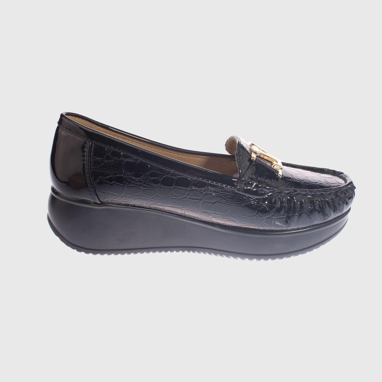 Mocasín Platafoma Negro Vía Franca Mujer-3