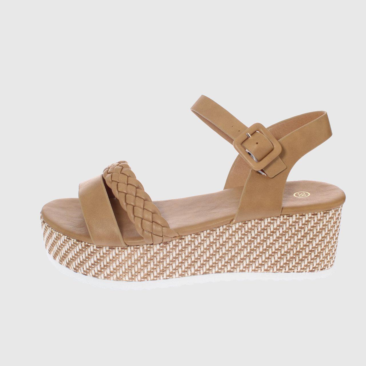 Sandalia Plataforma Khaki Vía franca Mujer-1