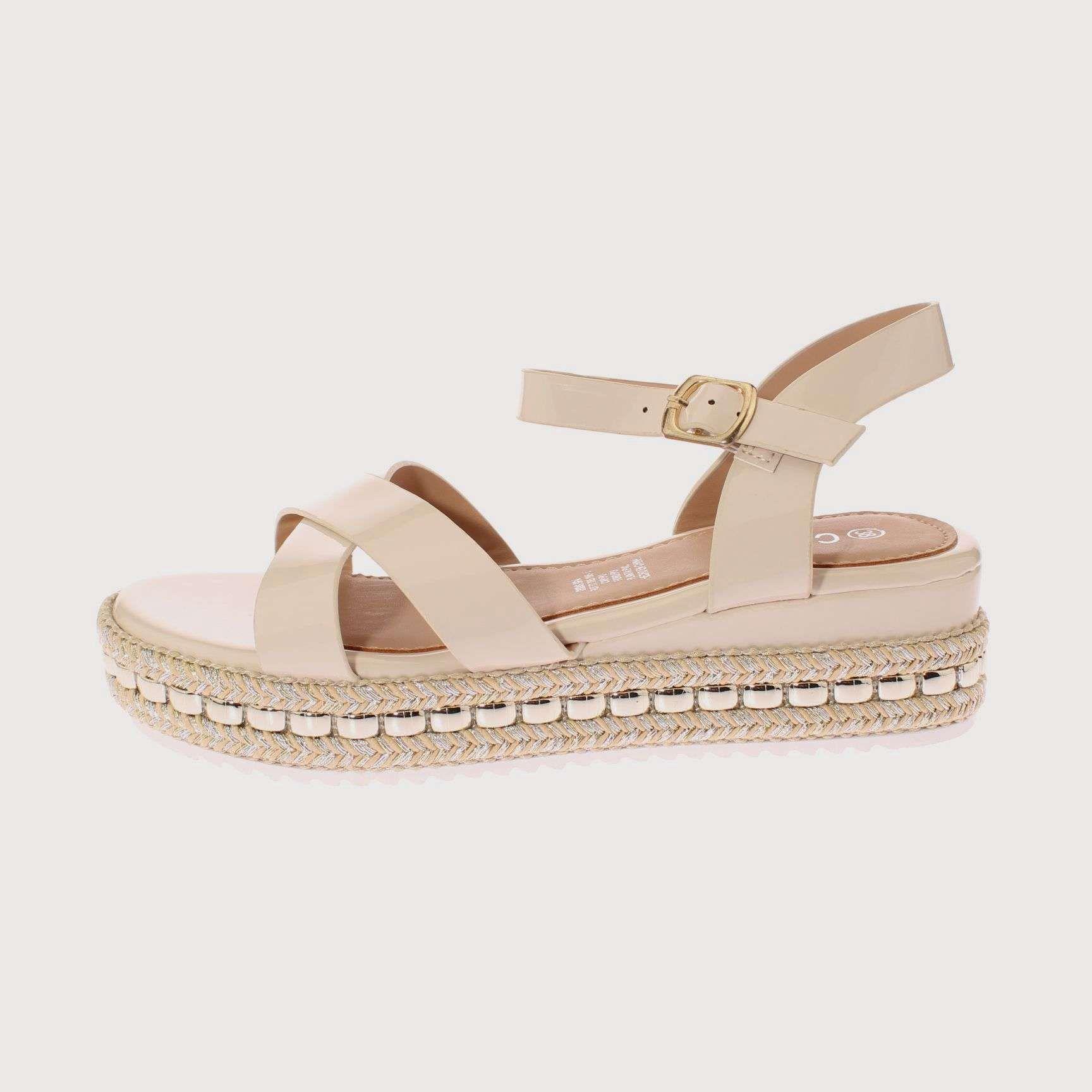 Sandalia Plataforma Beige Vía Franca Mujer Art: 5K2BEIGE-1
