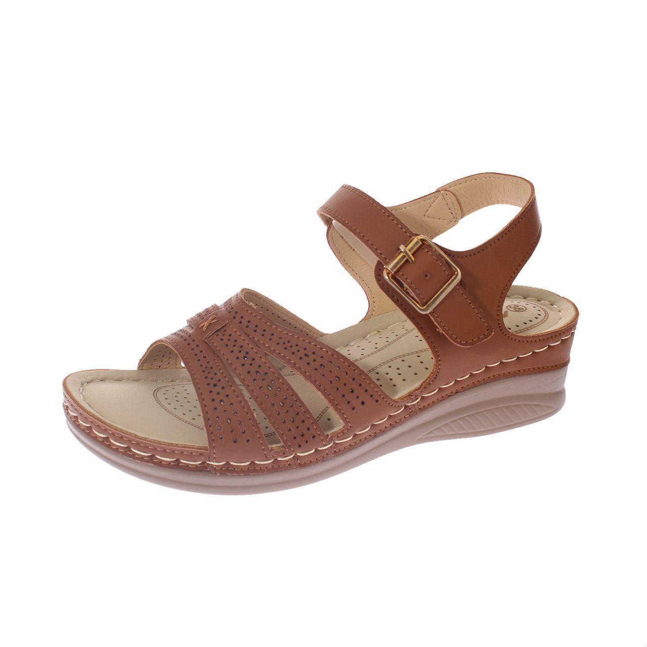 Sandalia Confort Camel Vía Franca Mujer-0
