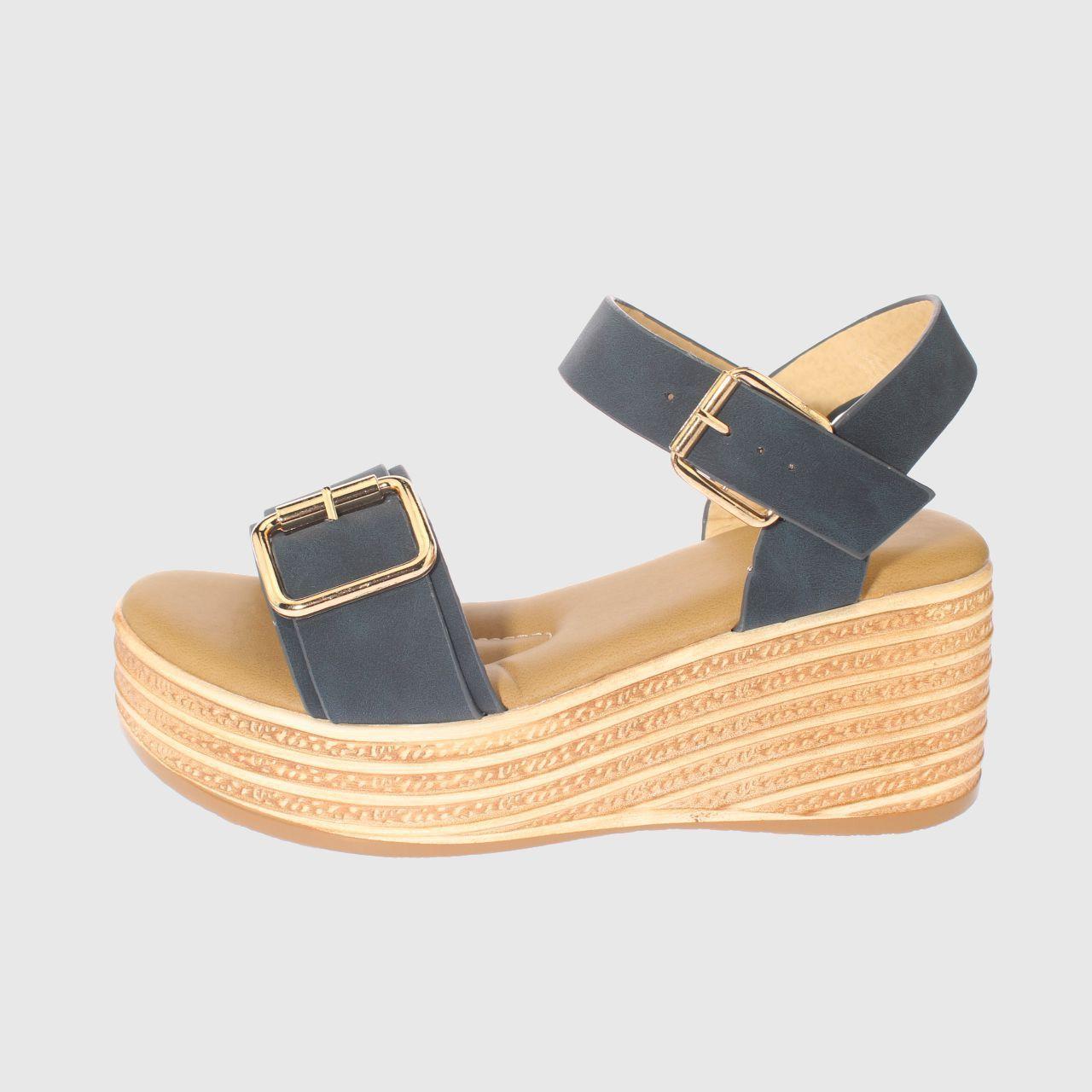 Sandalia Plataforma Navy Vía Franca Mujer-1