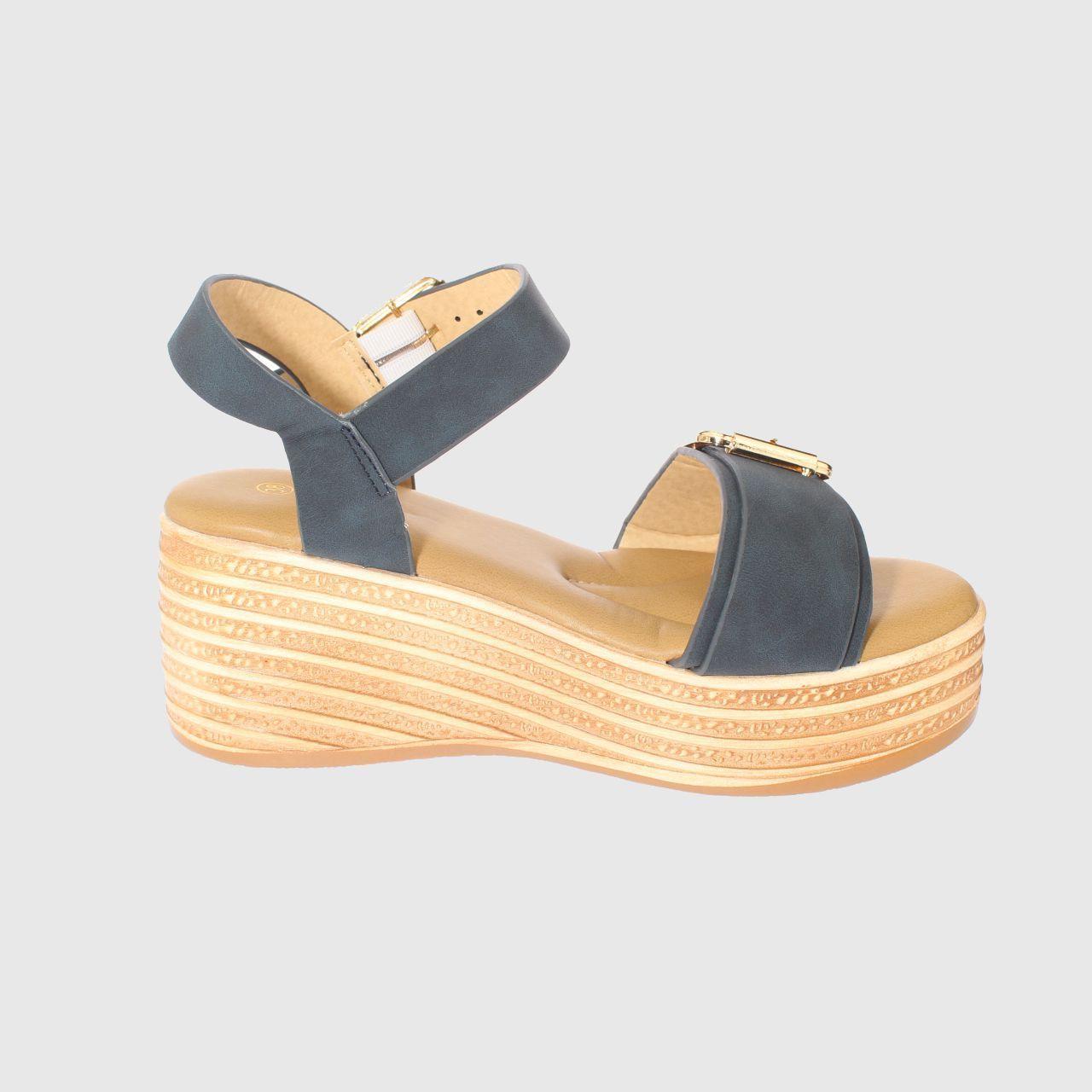 Sandalia Plataforma Navy Vía Franca Mujer-3