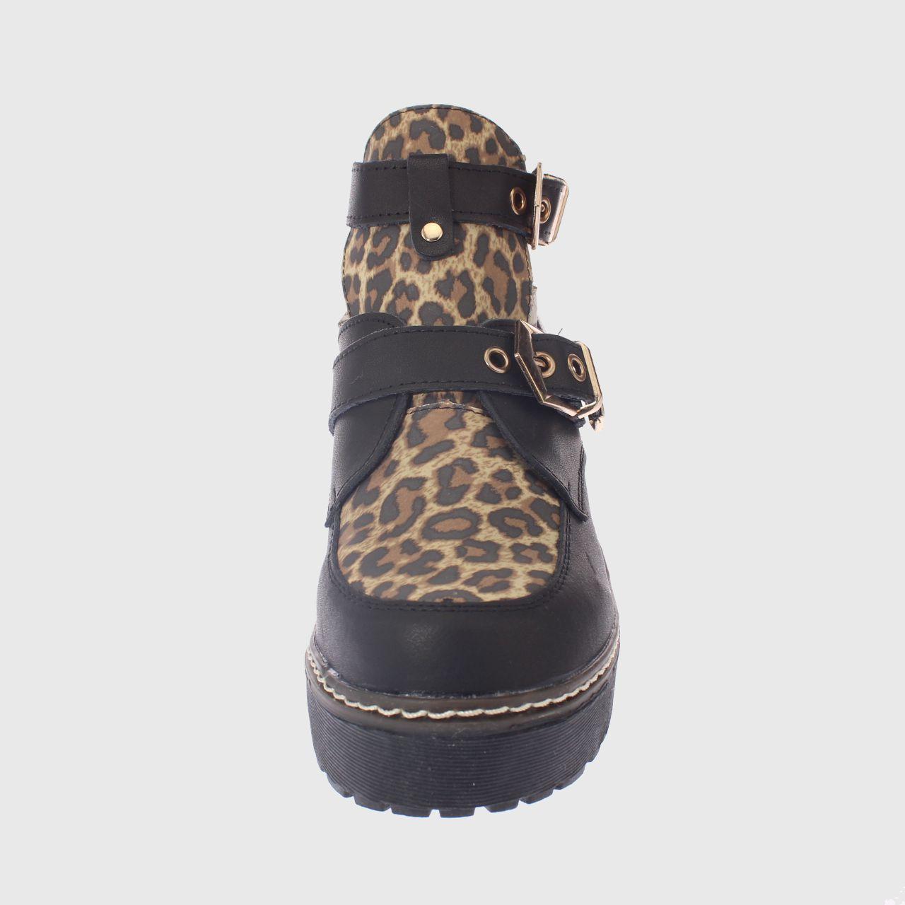 Botín Leopardo Negro Vía franca Mujer-2