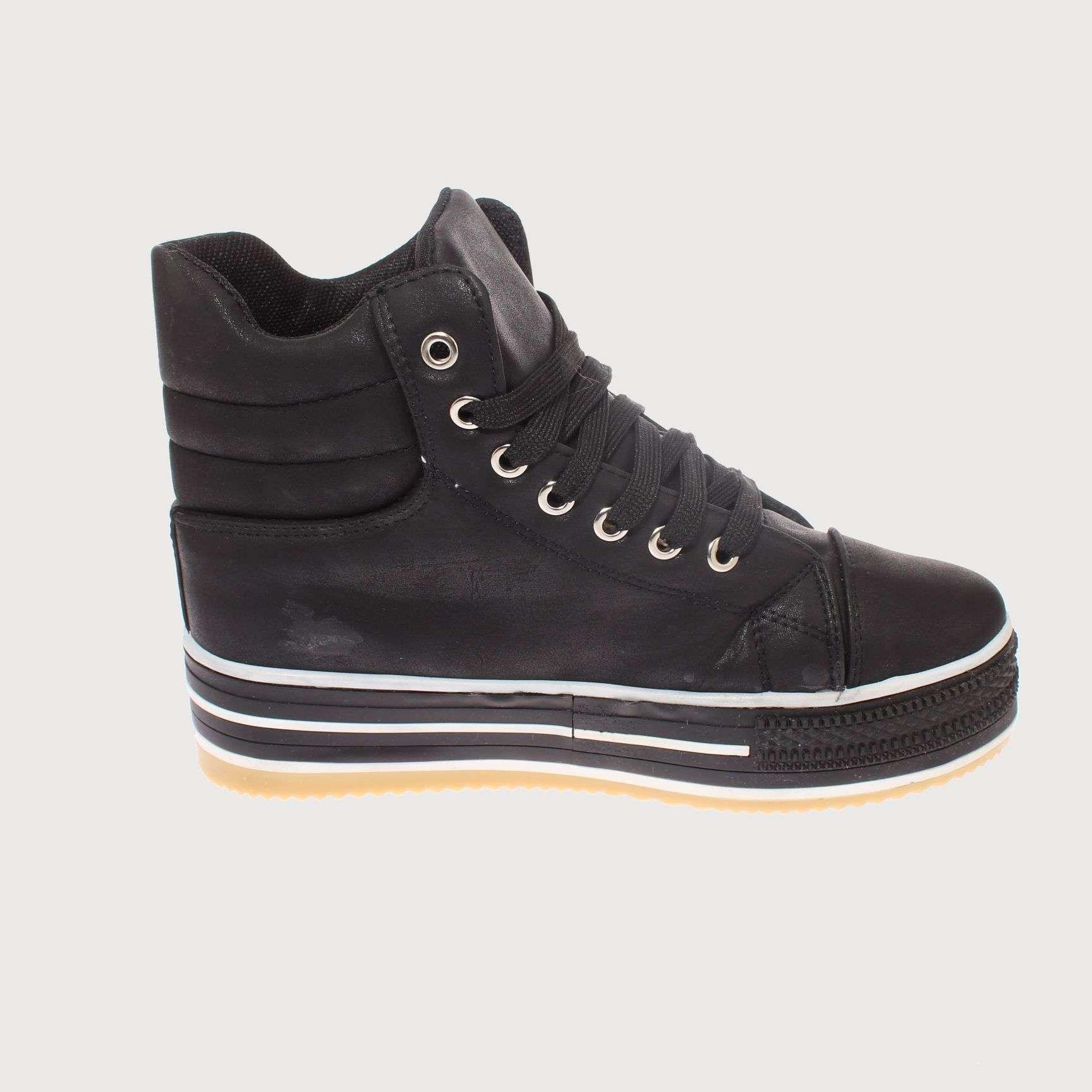 Zapatilla caña Negro Vía Franca Mujer Art: 5A2BLACK-3