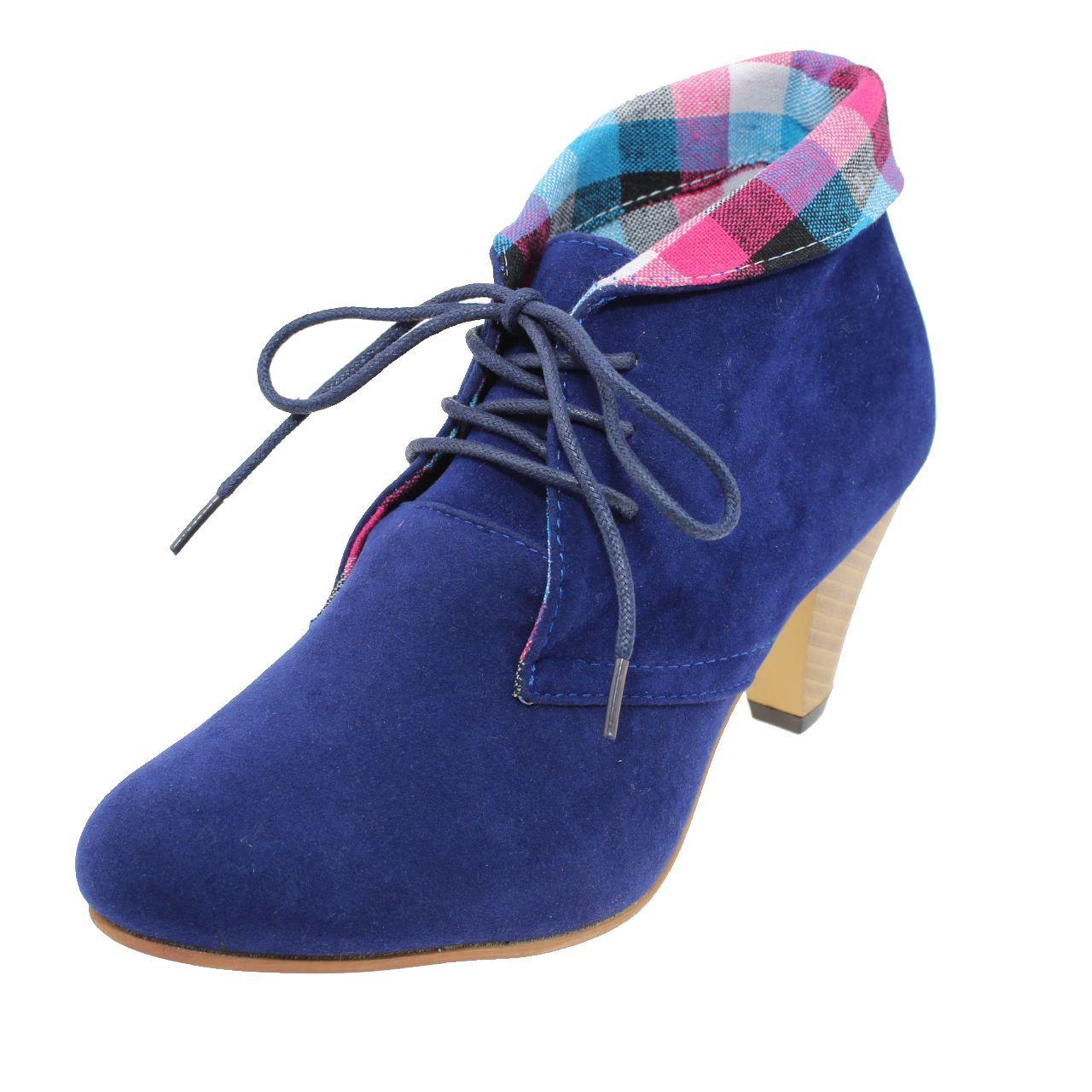 Botín Tacón Escoces Azul Vía Franca Mujer-0