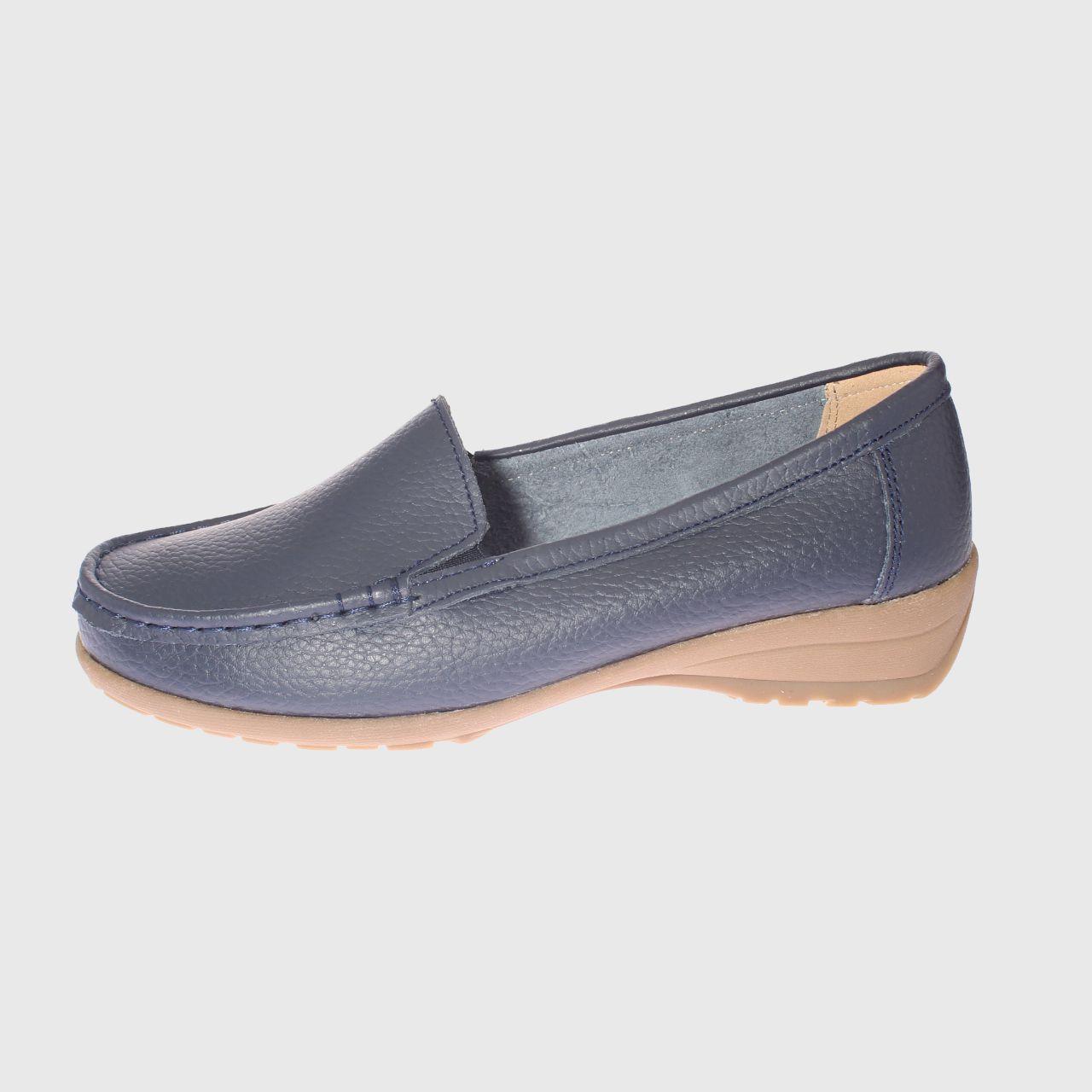 Mocasín Cuero Navy Vía Franca Mujer-1