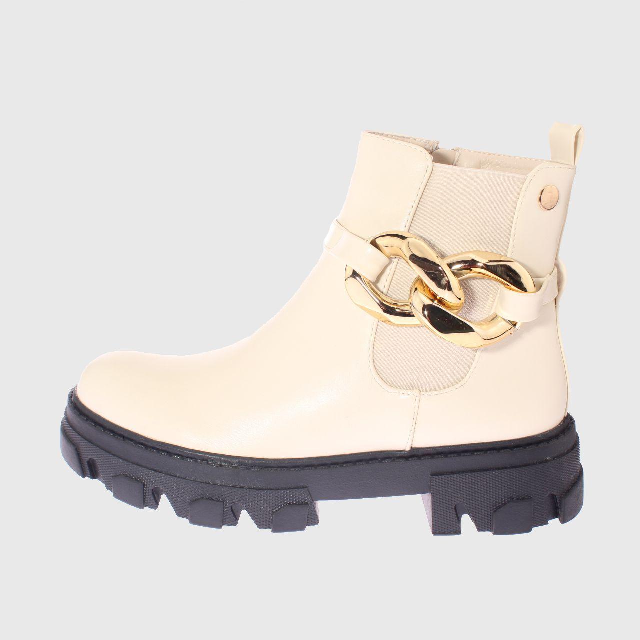 Botín cadena Beige Vía Franca Mujer-1