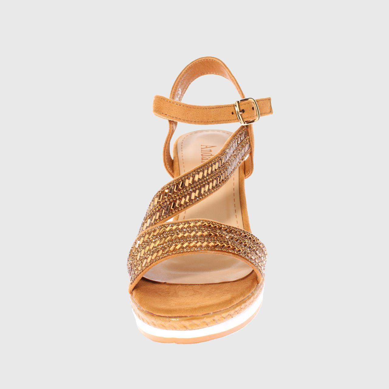 Sandalia Terraplén Camel Vía Franca Mujer-2