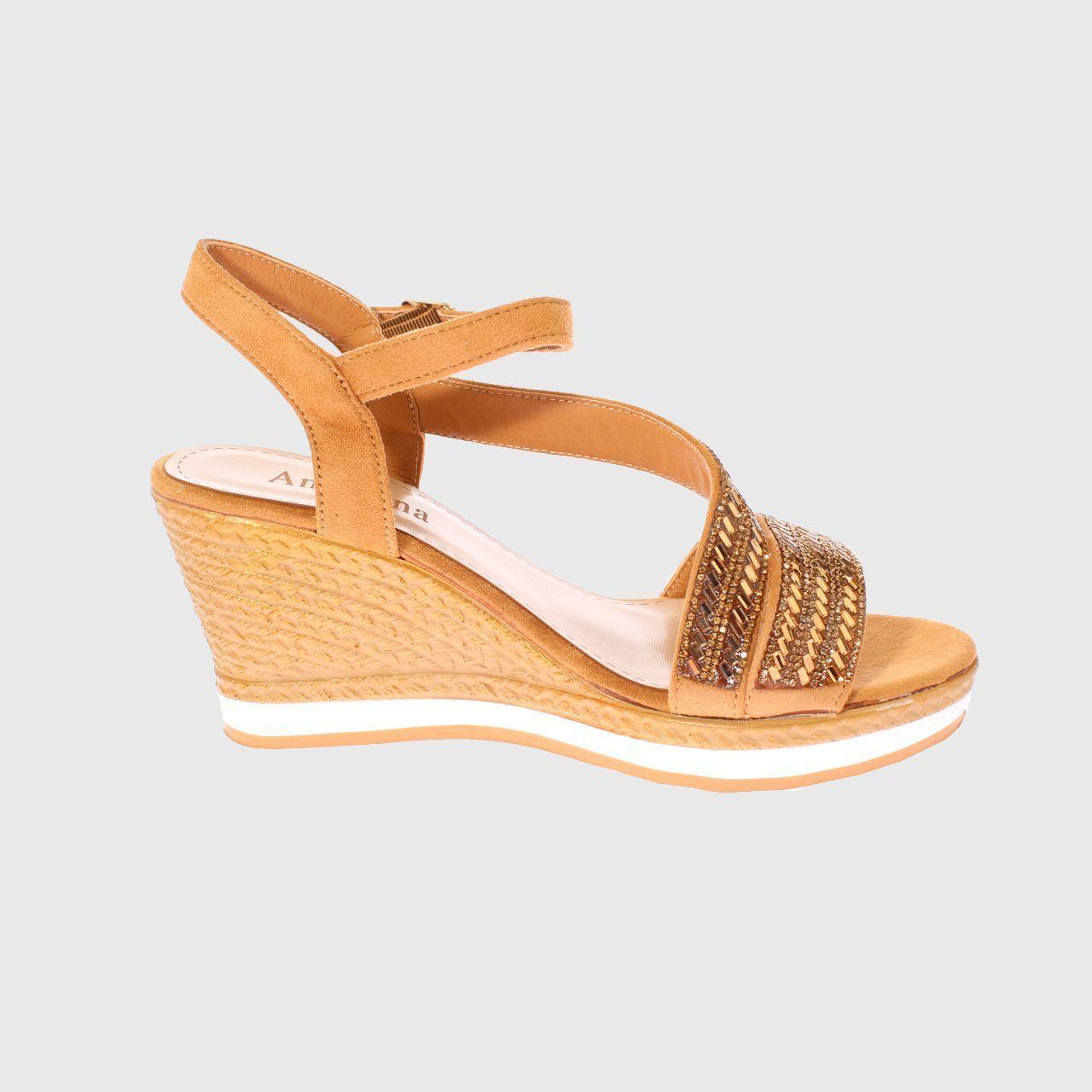 Sandalia Terraplén Camel Vía Franca Mujer-3