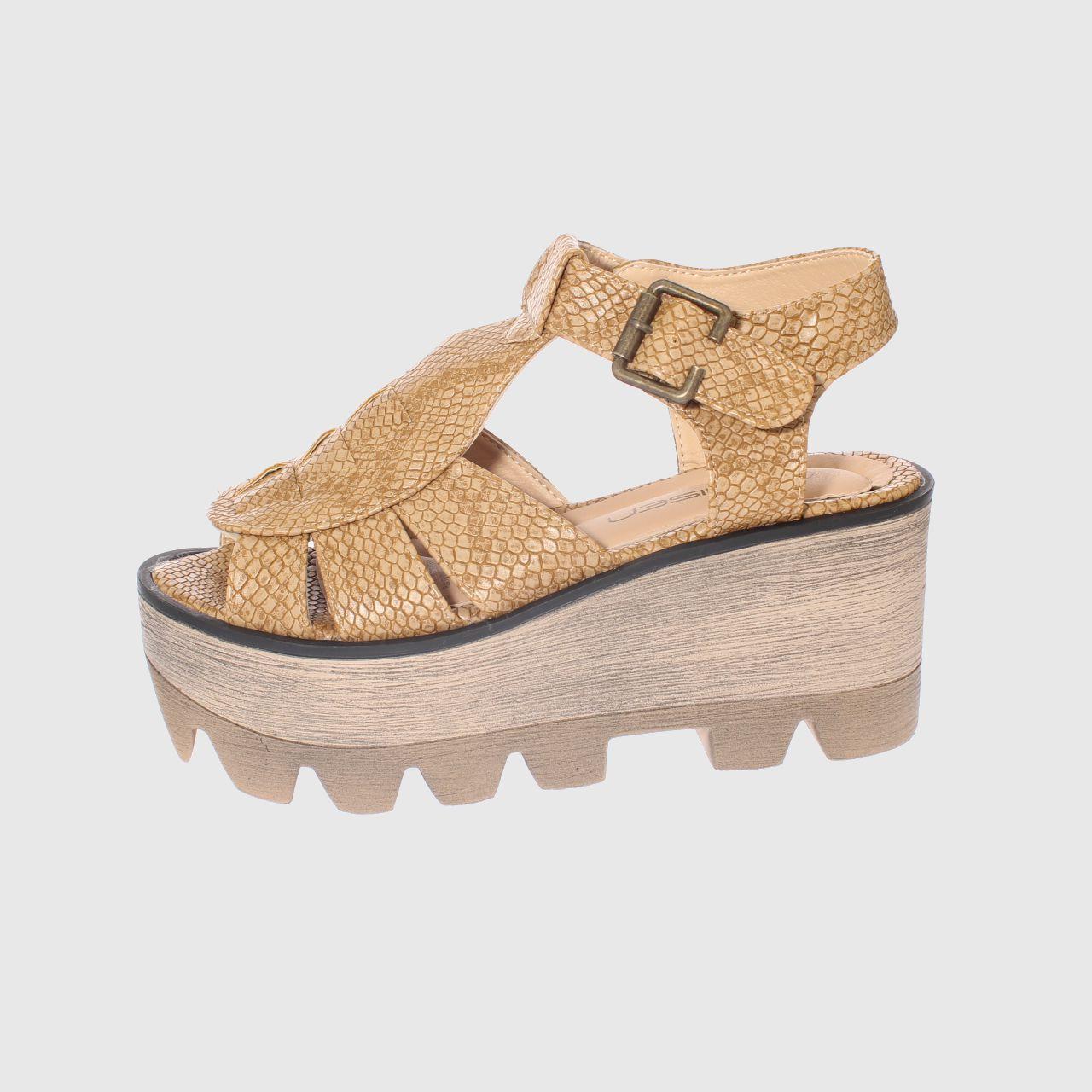 Sandalia plataforma Beige Vía Franca Mujer-1